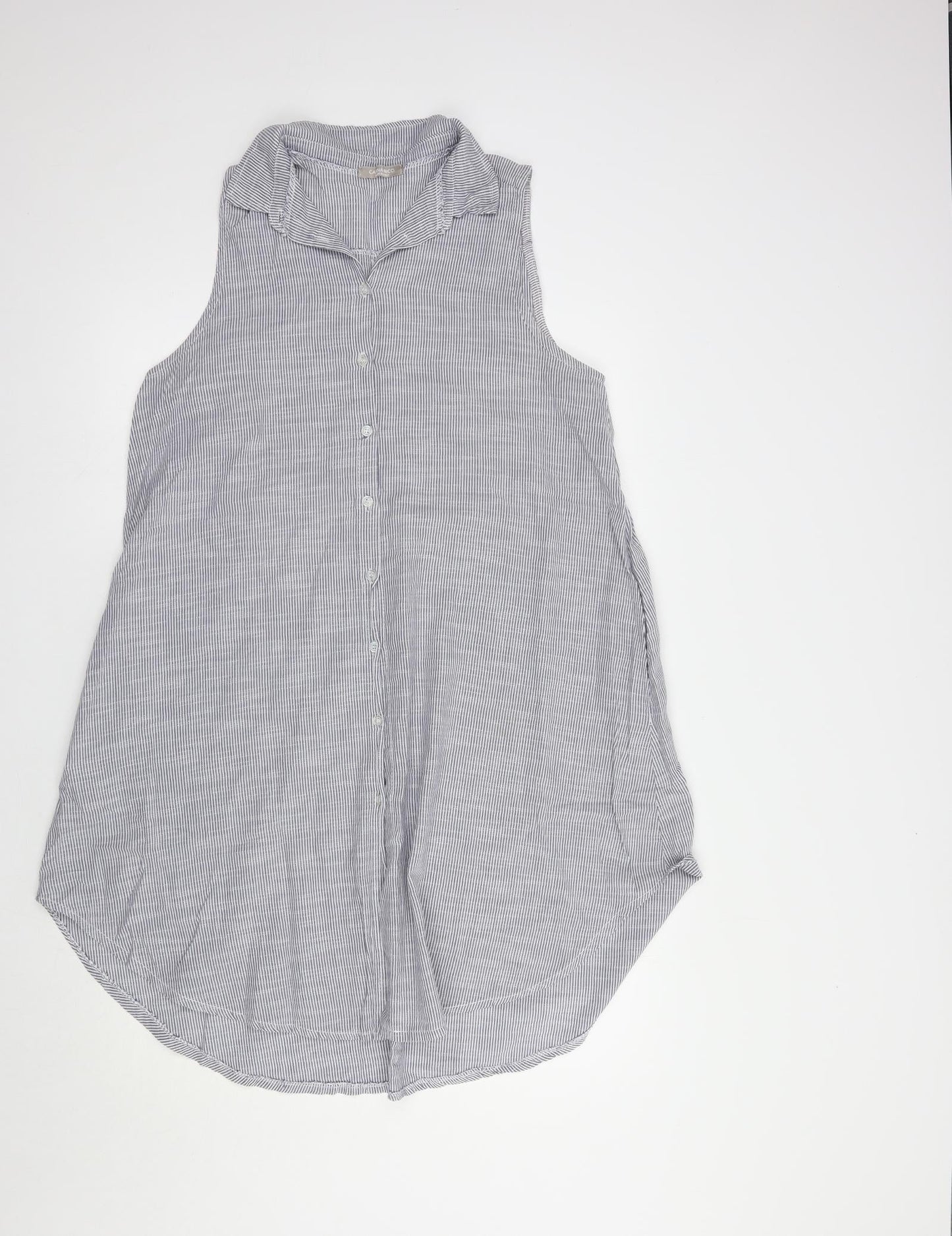 Carina Ricci Womens Blue Striped Cotton Shirt Dress  Size M  Collared Button