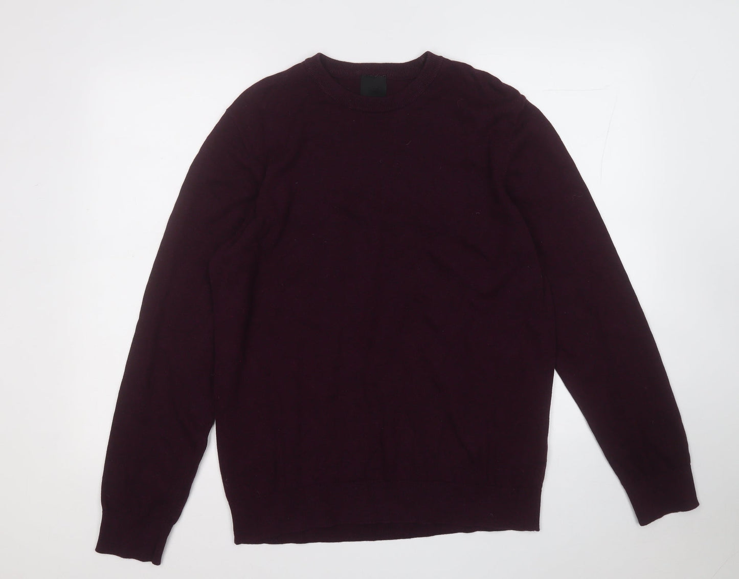H&M Mens Purple Round Neck  Cotton Pullover Jumper Size L