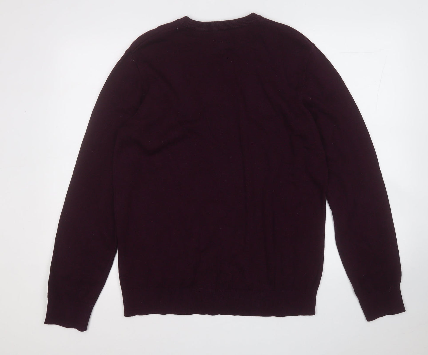 H&M Mens Purple Round Neck  Cotton Pullover Jumper Size L