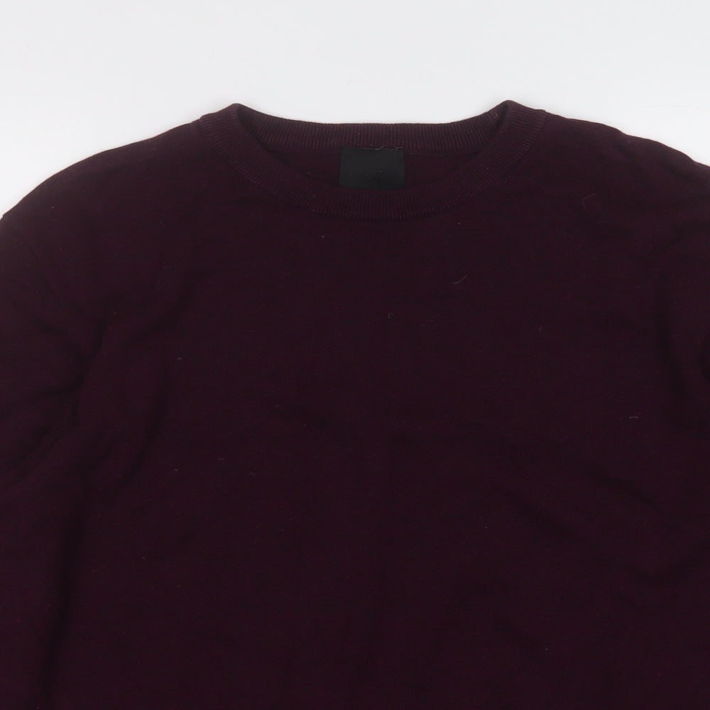 H&M Mens Purple Round Neck  Cotton Pullover Jumper Size L