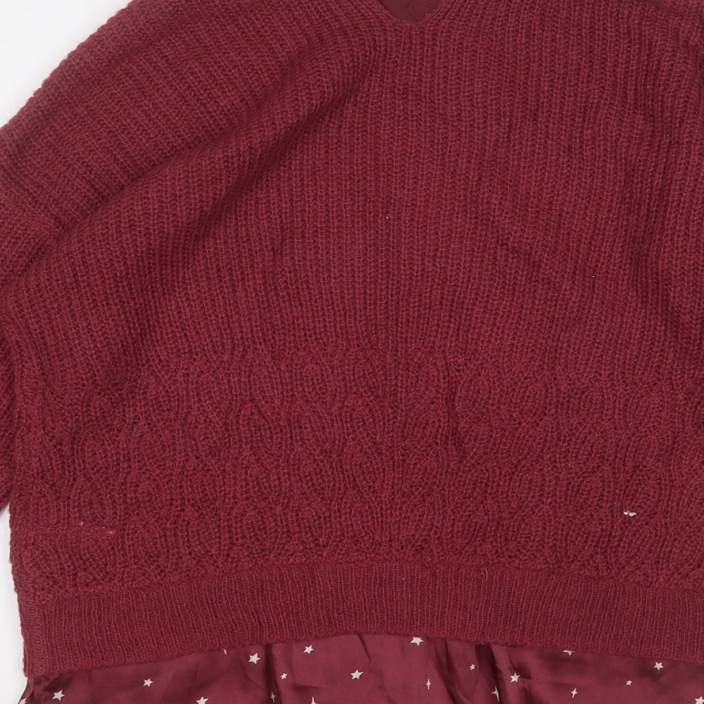 NEXT Womens Red Round Neck  Acrylic Pullover Jumper Size XS