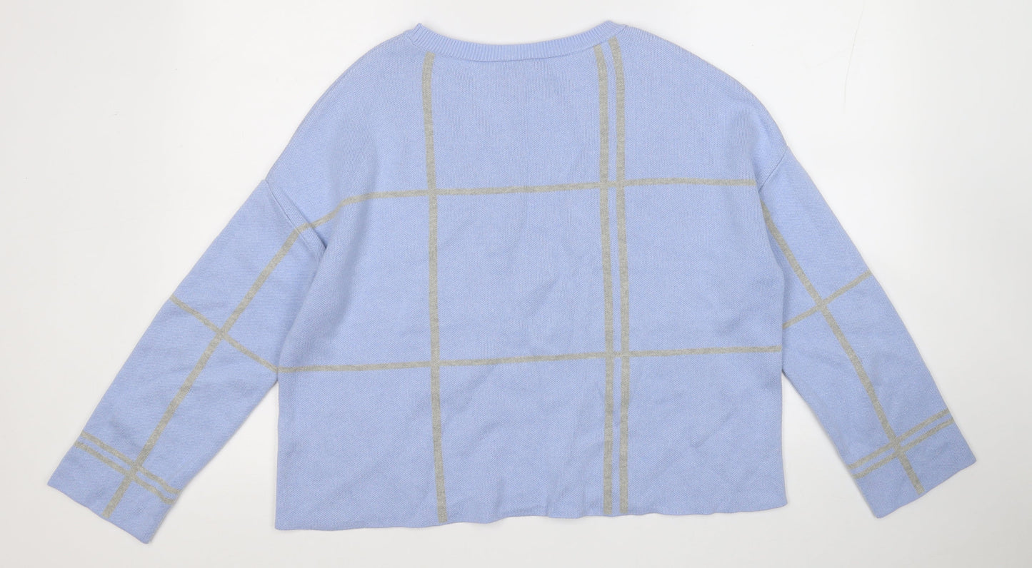 M&Co Womens Blue Round Neck  Acrylic Pullover Jumper Size M