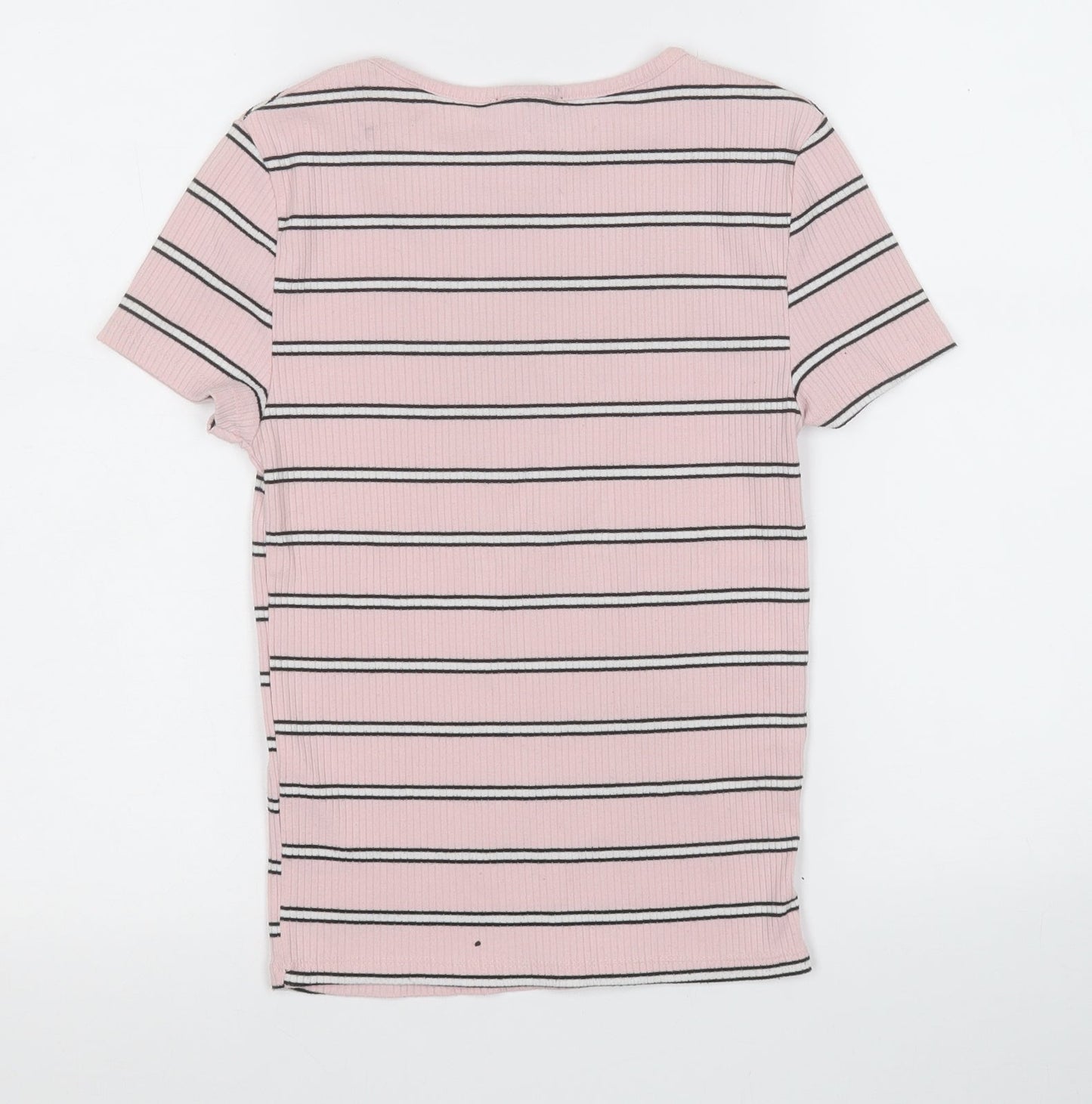 New Look Womens Pink Round Neck Striped Polyester Pullover Jumper Size 8