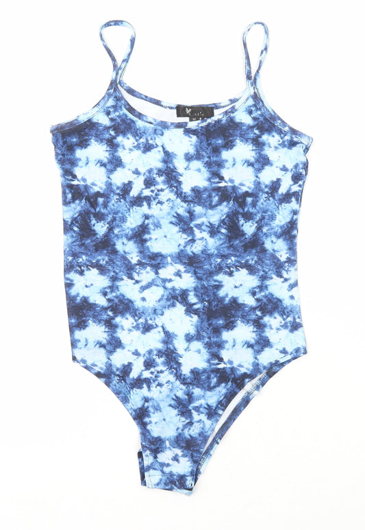 Cutie Womens Blue Tie Dye 100% Polyester Bodysuit One-Piece Size 8 L15 in