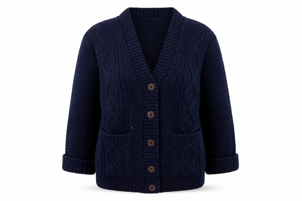 Infiniti Womens Blue V-Neck  Acrylic Cardigan Jumper Size M