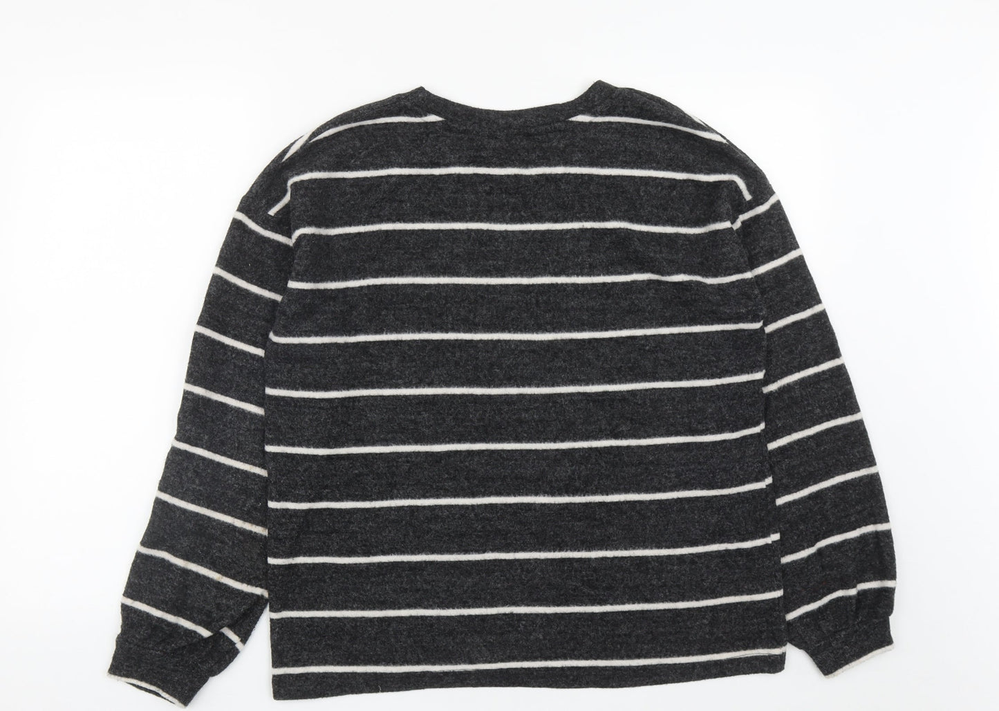 Matalan Womens Black Striped Viscose Blend Pullover Sweatshirt Size 10
