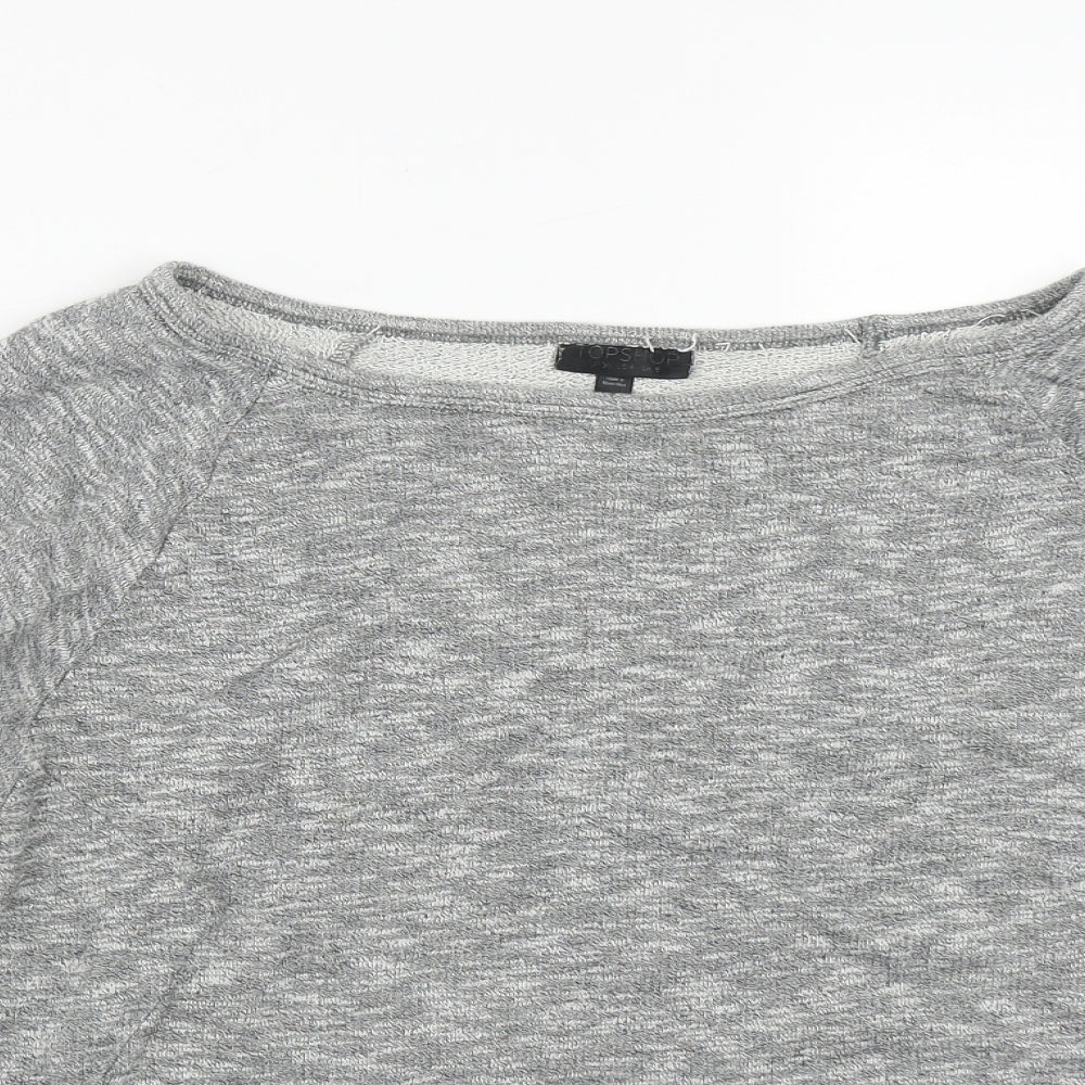 Topshop Womens Green Scoop Neck  Cotton Pullover Jumper Size 8