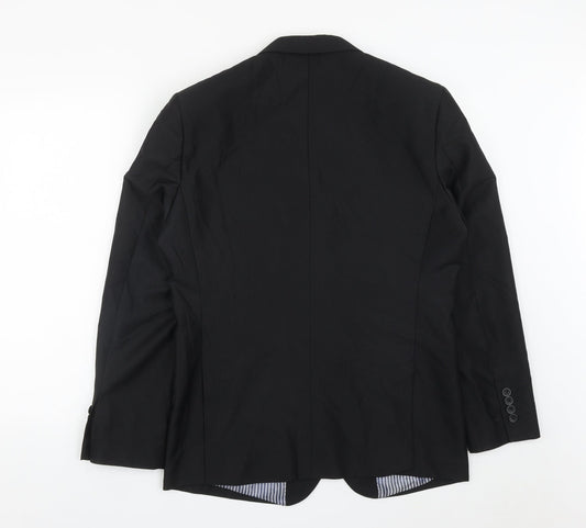 VOEUT Mens Black  Polyester Jacket Suit Jacket Size 40
