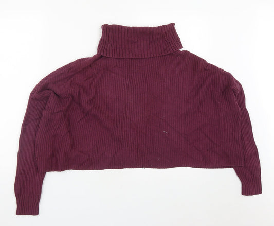 Hollister Womens Purple Roll Neck  Cotton Pullover Jumper Size S   - Cropped