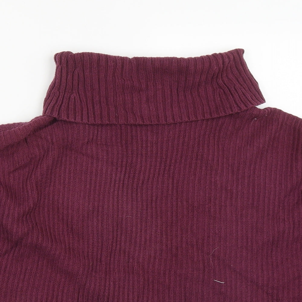 Hollister Womens Purple Roll Neck  Cotton Pullover Jumper Size S   - Cropped