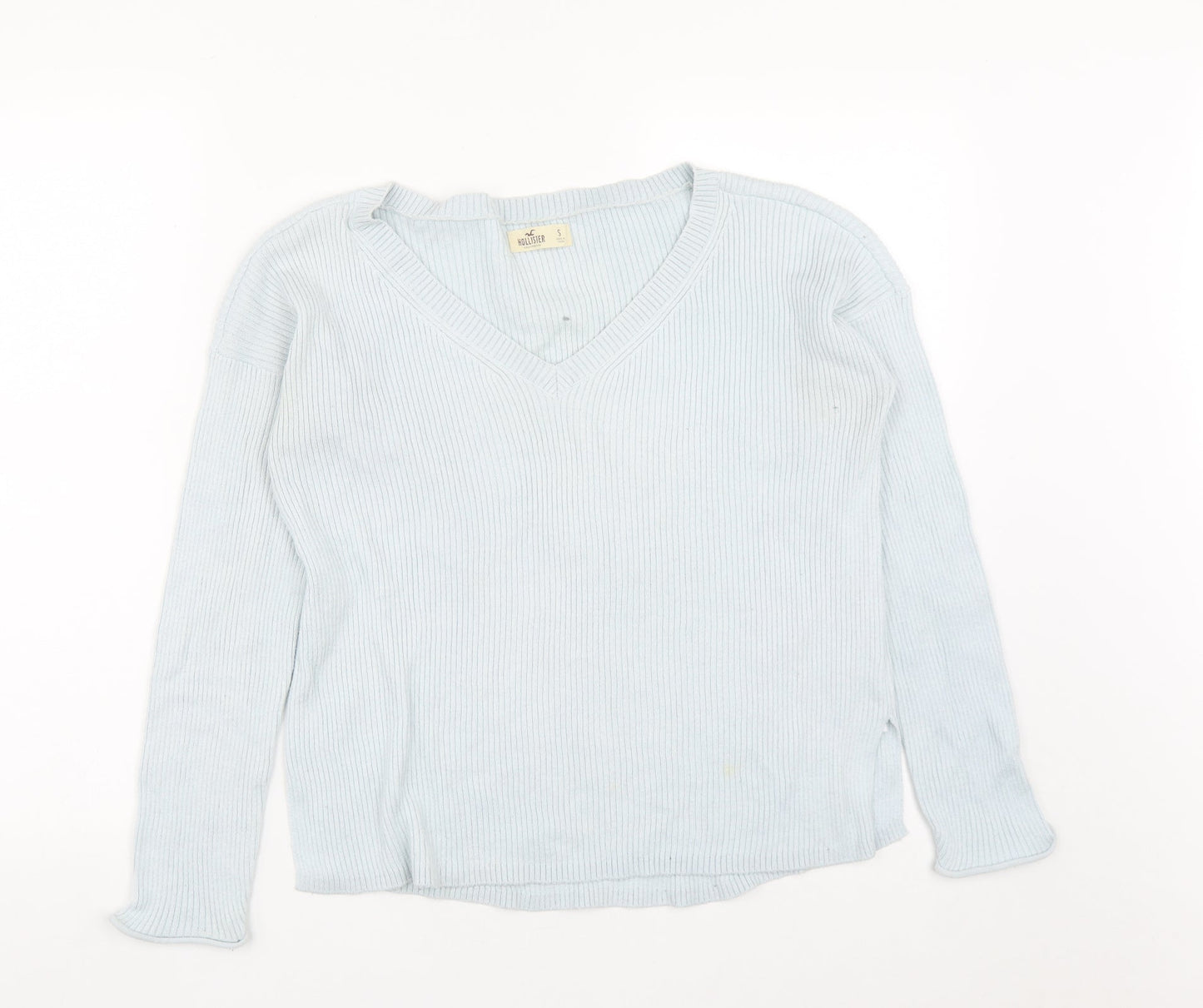 Hollister Womens Blue V-Neck  Cotton Pullover Jumper Size S