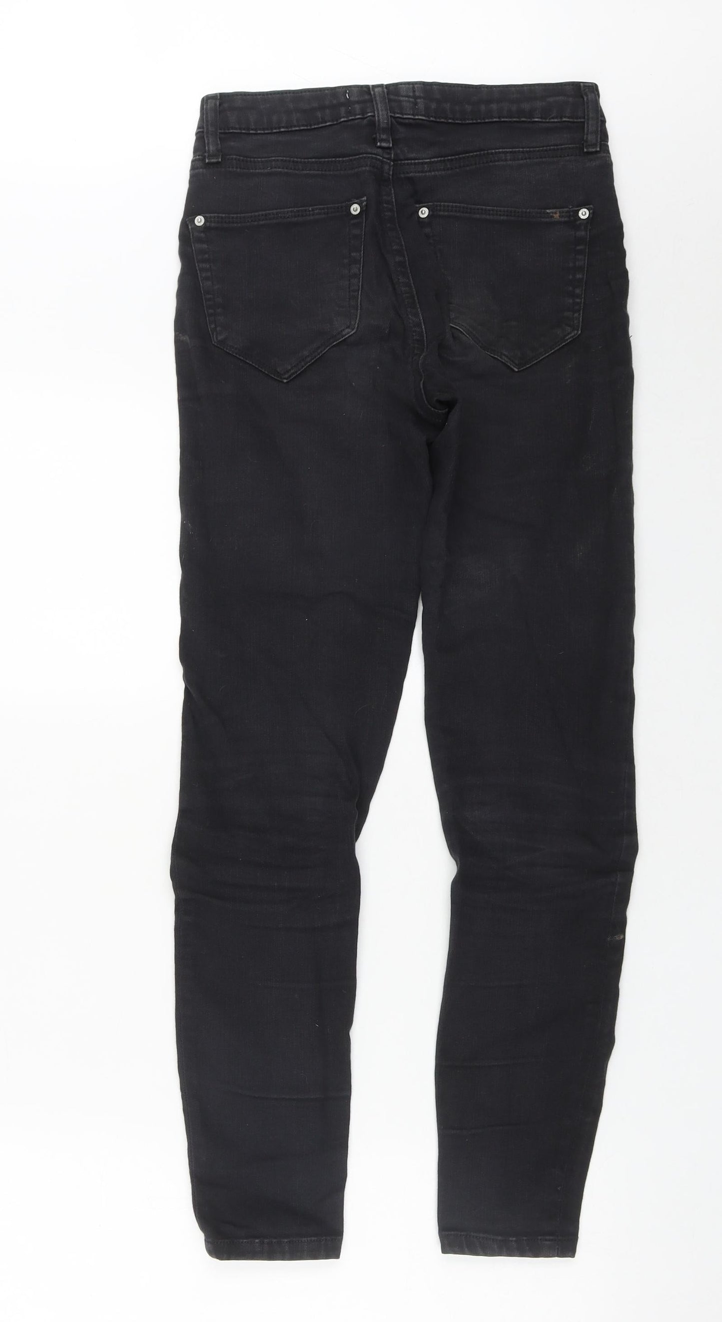 Miss Selfridge Womens Black  Cotton Straight Jeans Size 6 L27 in Regular Zip