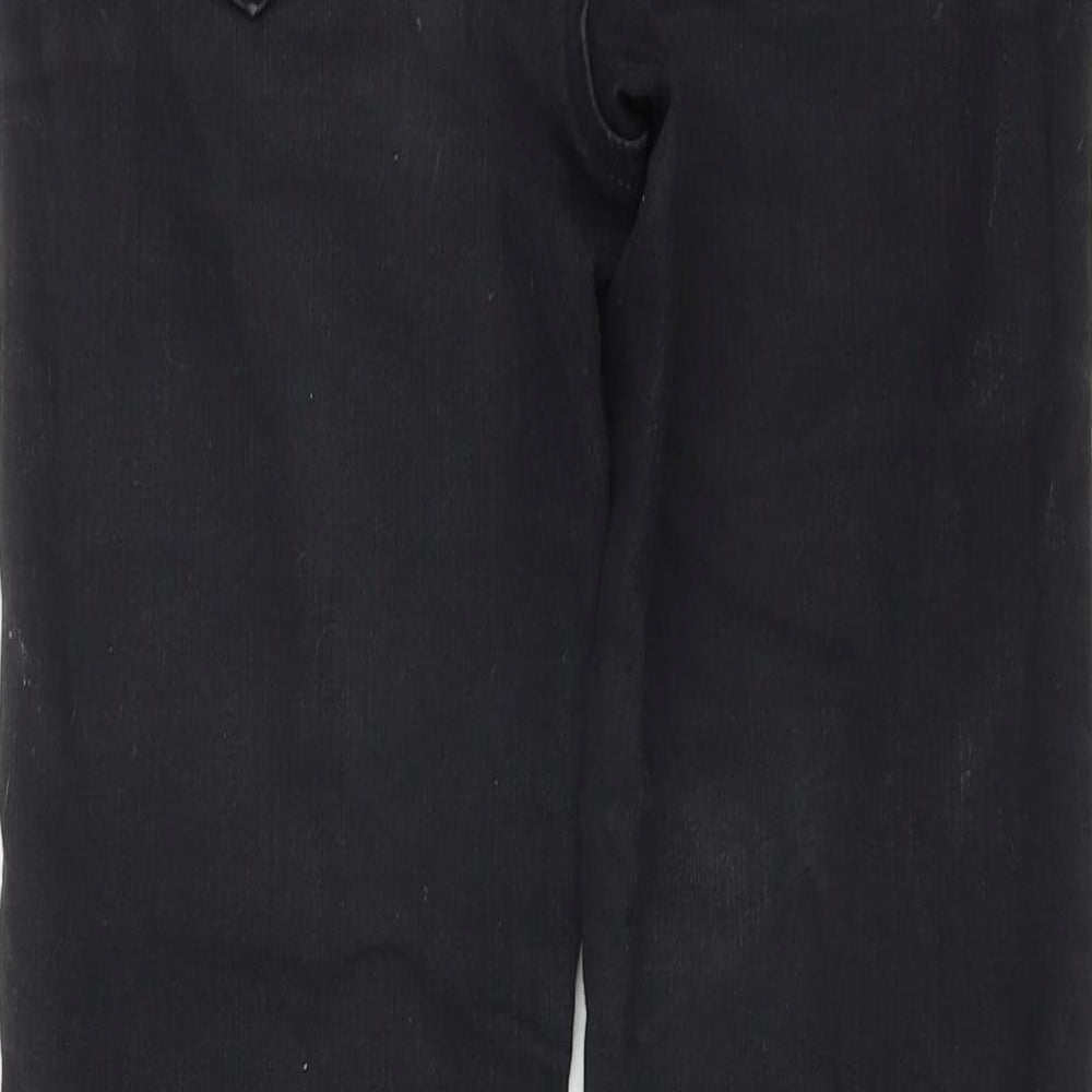 Miss Selfridge Womens Black  Cotton Straight Jeans Size 6 L27 in Regular Zip