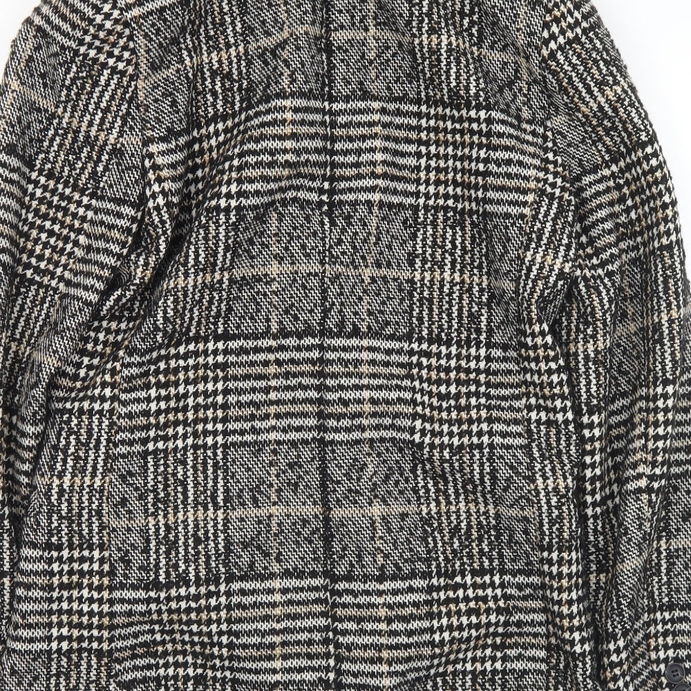 H&M Womens Black Houndstooth  Pea Coat Coat Size 6  Button