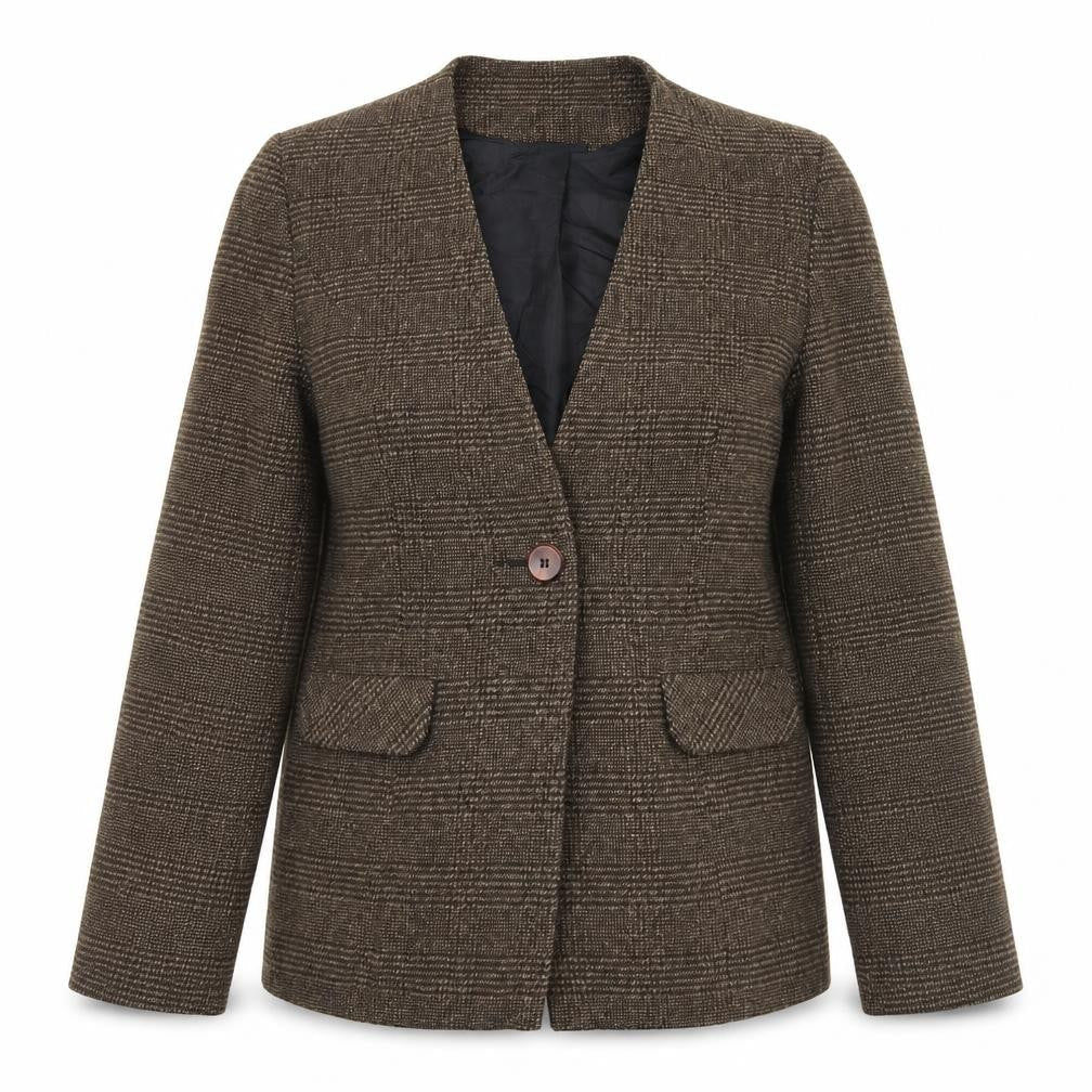 Etam Womens Brown Plaid  Jacket  Size 16  Button