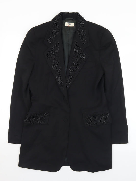 SHE Womens Black   Jacket  Size 10  Button - Bead detail