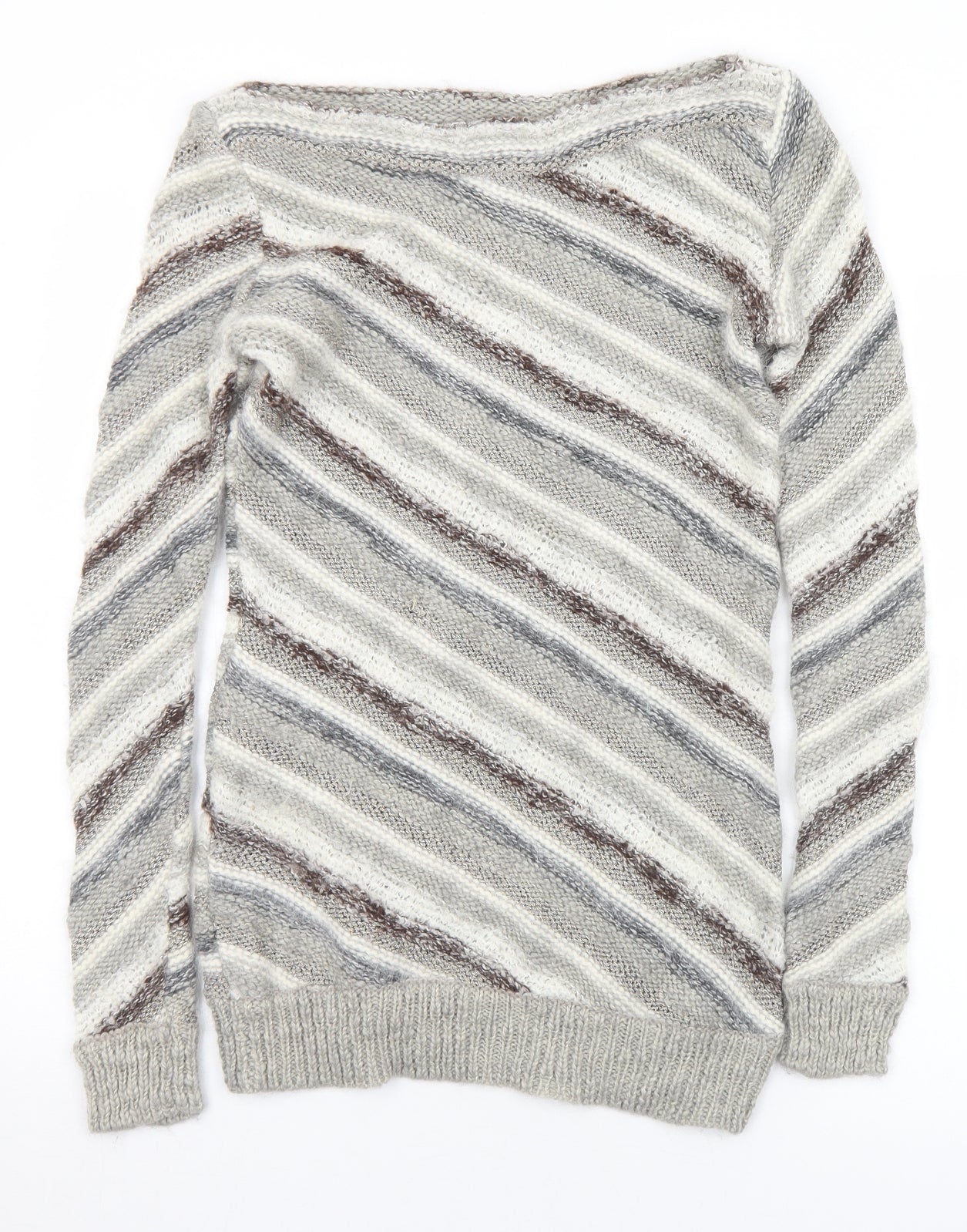 Warehouse Womens Multicoloured Boat Neck Striped Acrylic Pullover Jumper Size 14