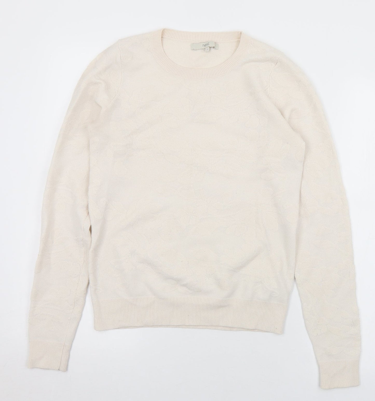 NEXT Womens Ivory Round Neck Floral Nylon Pullover Jumper Size 6