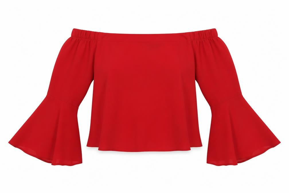 New Look Womens Red  Polyester Basic Blouse Size 10 Off the Shoulder