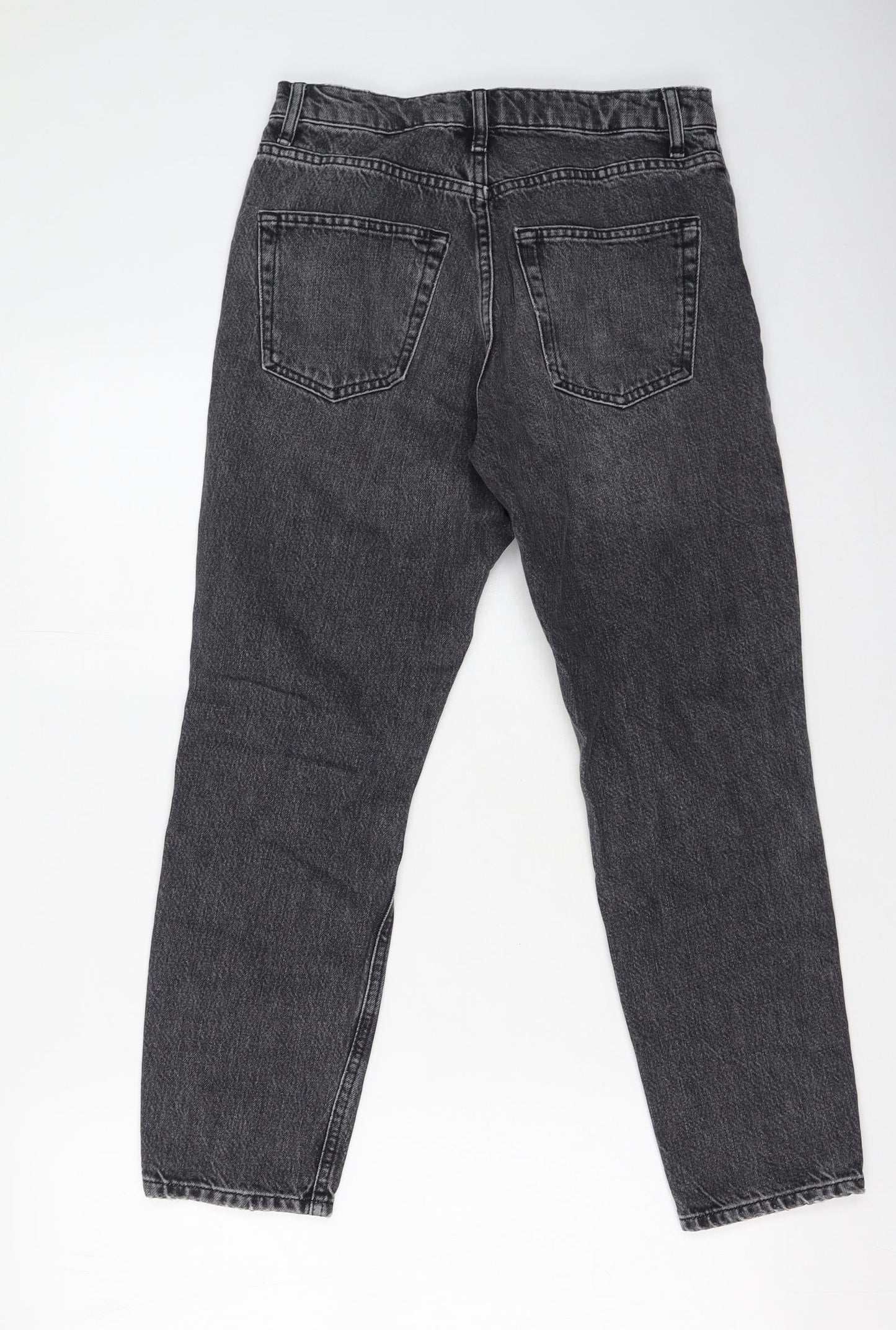Topshop Womens Grey  Cotton Mom Jeans Size 26 L28 in Regular