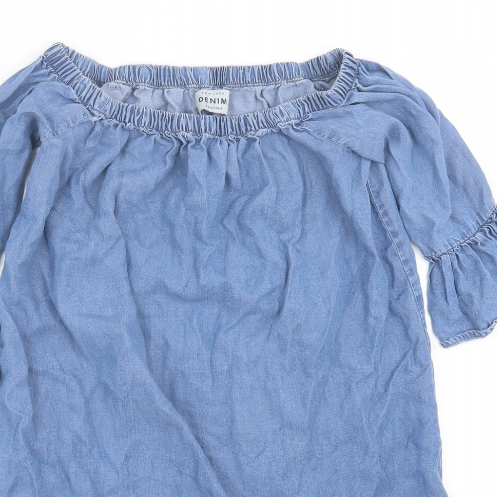 New Look Womens Blue  Lyocell A-Line  Size 6  Off the Shoulder Pullover