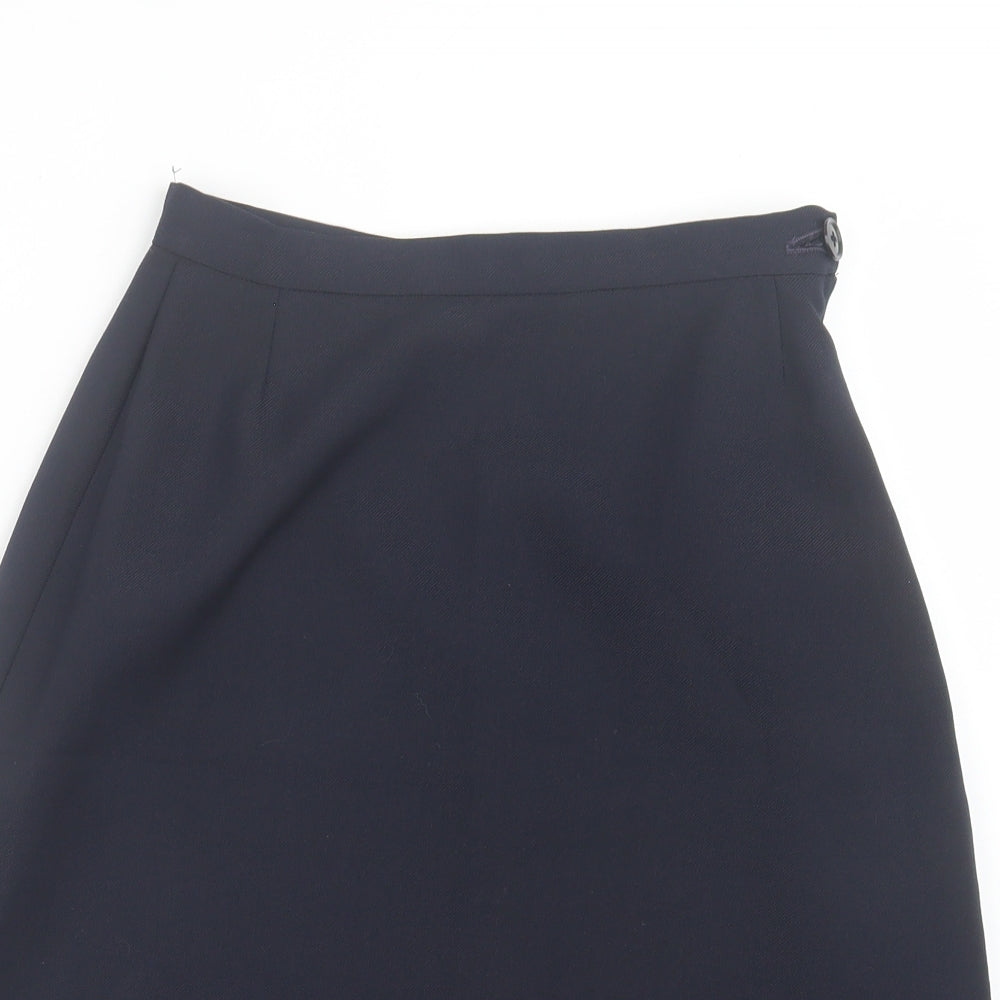 Preworn Womens Blue  Polyester A-Line Skirt Size 12   Button
