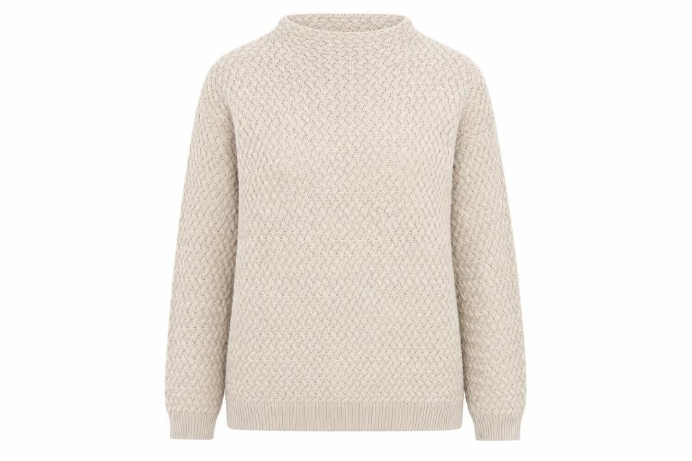 Dunnes Womens Beige High Neck  Acrylic Pullover Jumper Size M