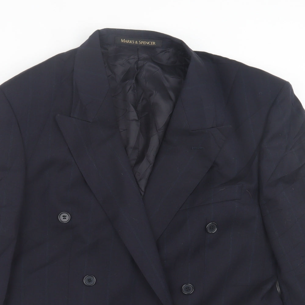 Marks and Spencer Mens Blue  Wool Jacket Suit Jacket Size 40
