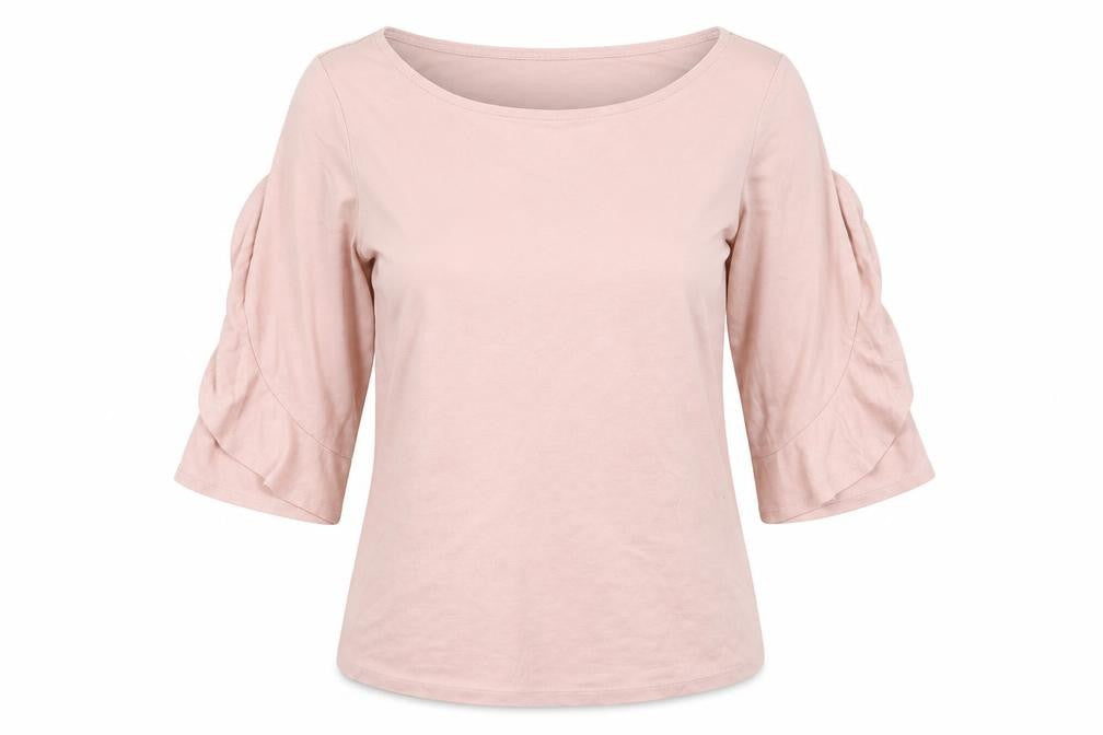 Free Quent Womens Pink  Modal Basic T-Shirt Size XS Crew Neck