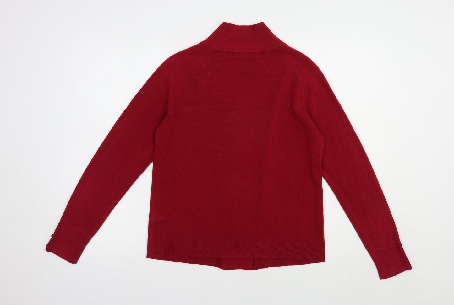 Marks and Spencer Womens Red V-Neck  Acrylic Cardigan Jumper Size 8