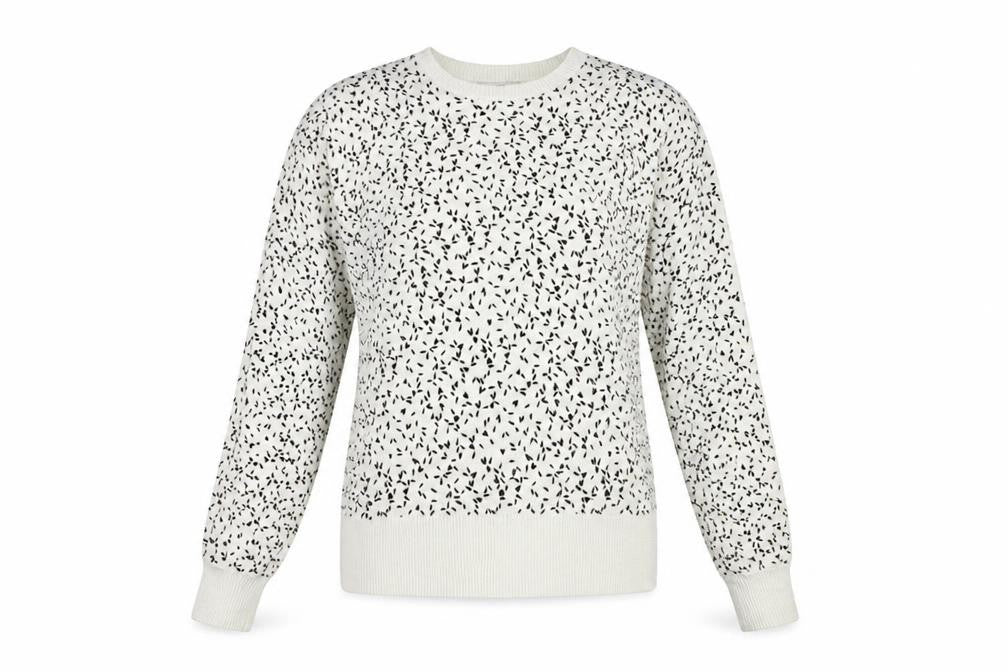 NEXT Womens White Crew Neck Geometric Viscose Pullover Jumper Size 8
