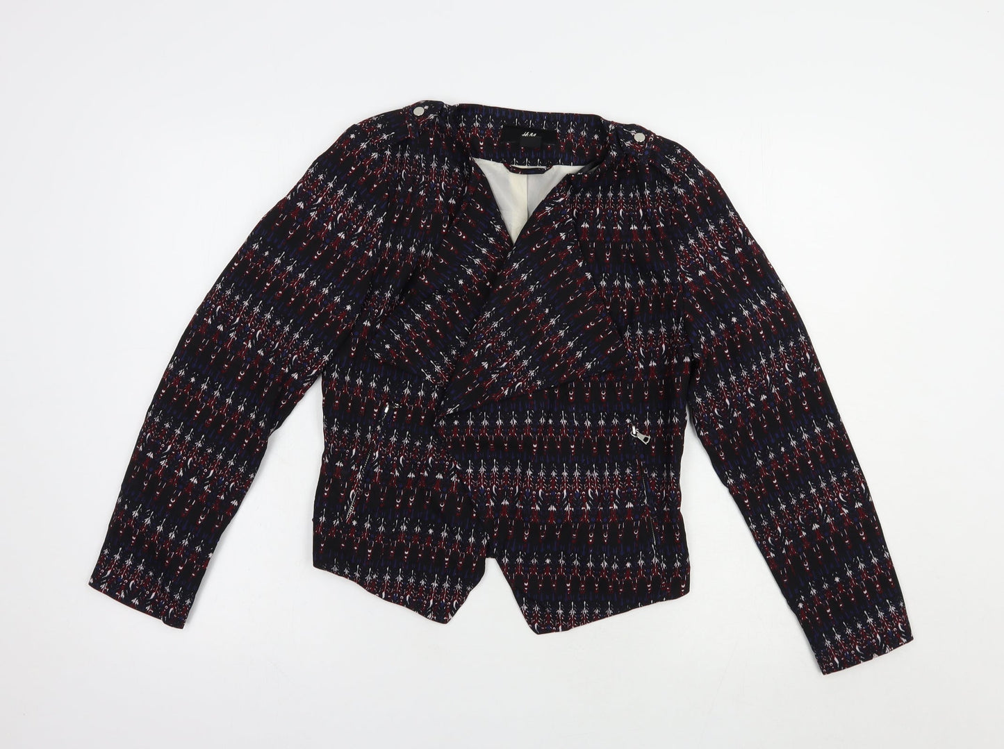 H&M Womens Black Geometric  Jacket Blazer Size 10