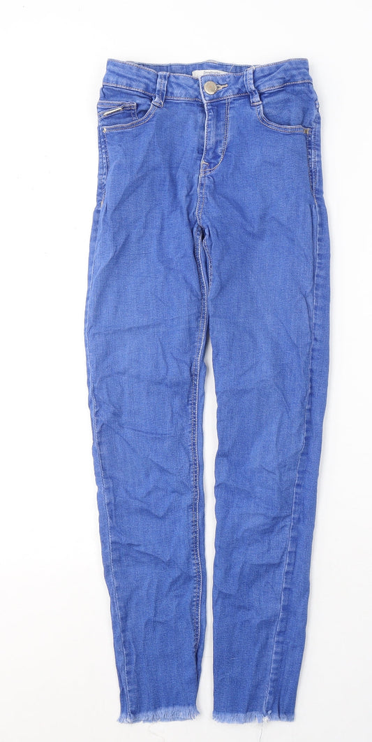 Stradivarius Womens Blue  Cotton Skinny Jeans Size 6 L26 in Slim Button