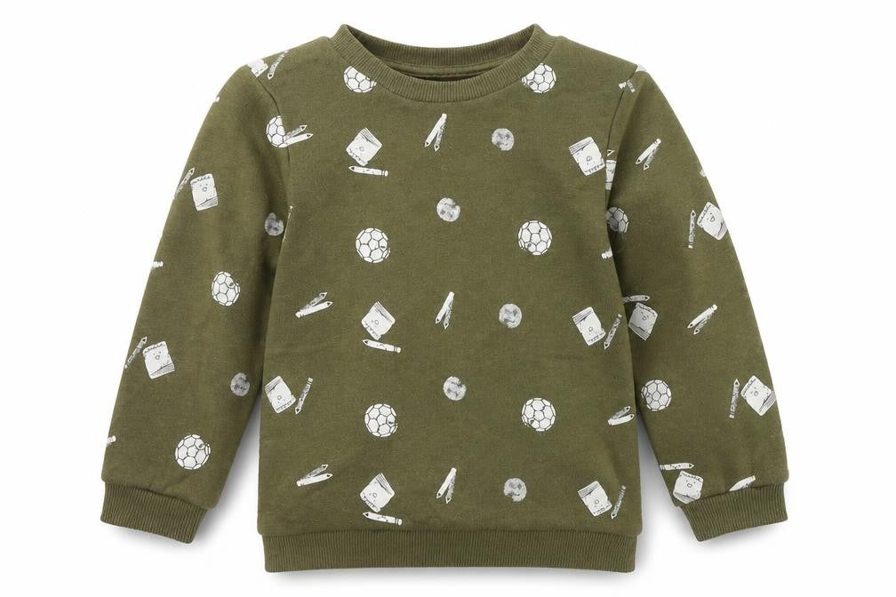 Primark Boys Green  Cotton Pullover Sweatshirt Size 2-3 Years  Pullover - School icons