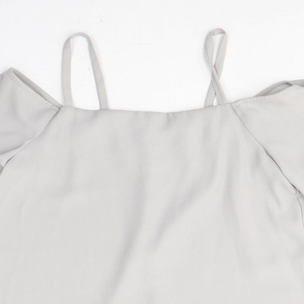 River Island Womens Grey  Polyester Camisole Blouse Size 12 Square Neck
