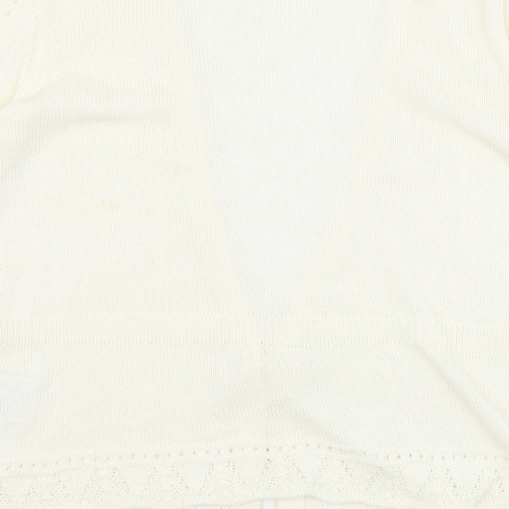 EWM Womens Ivory V-Neck  Acrylic Cardigan Jumper Size 14