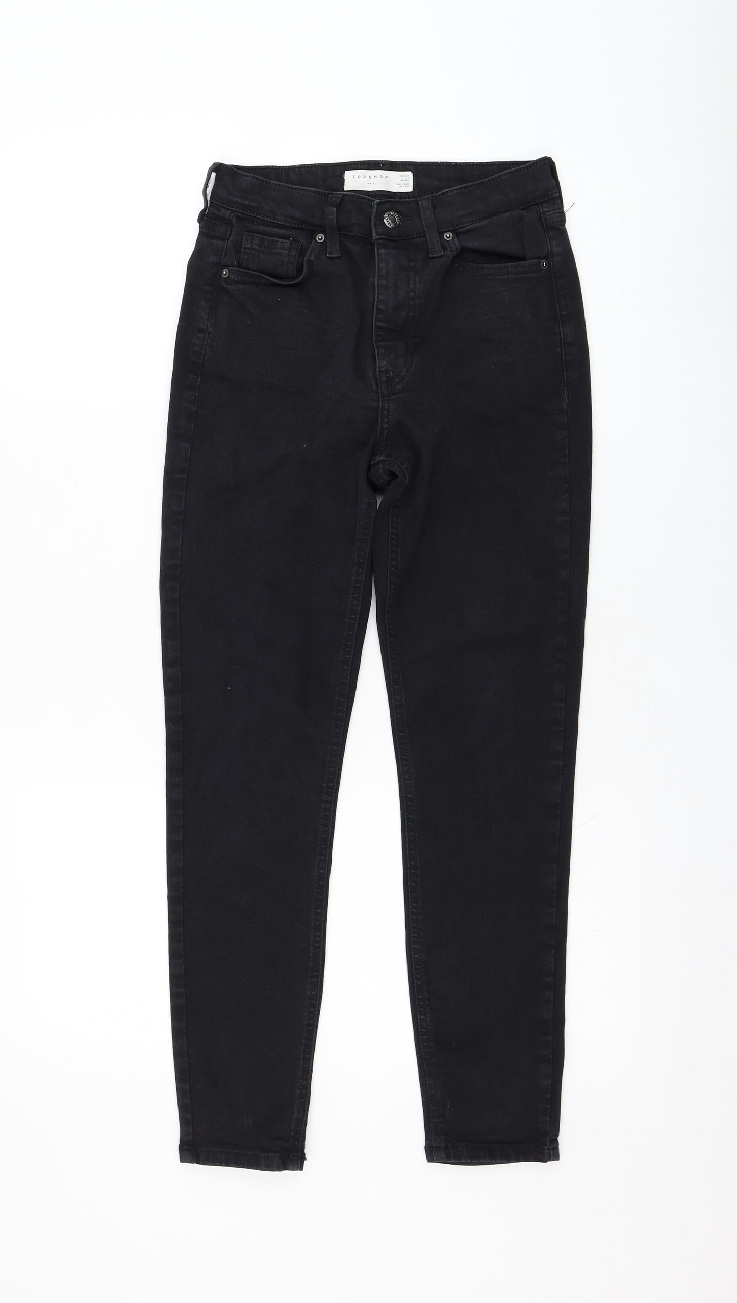 Topshop Womens Black  Cotton Skinny Jeans Size 26 in L30 in Regular Zip