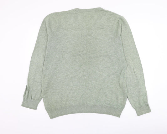 Ty Mens Green Round Neck  Cotton Pullover Jumper Size L