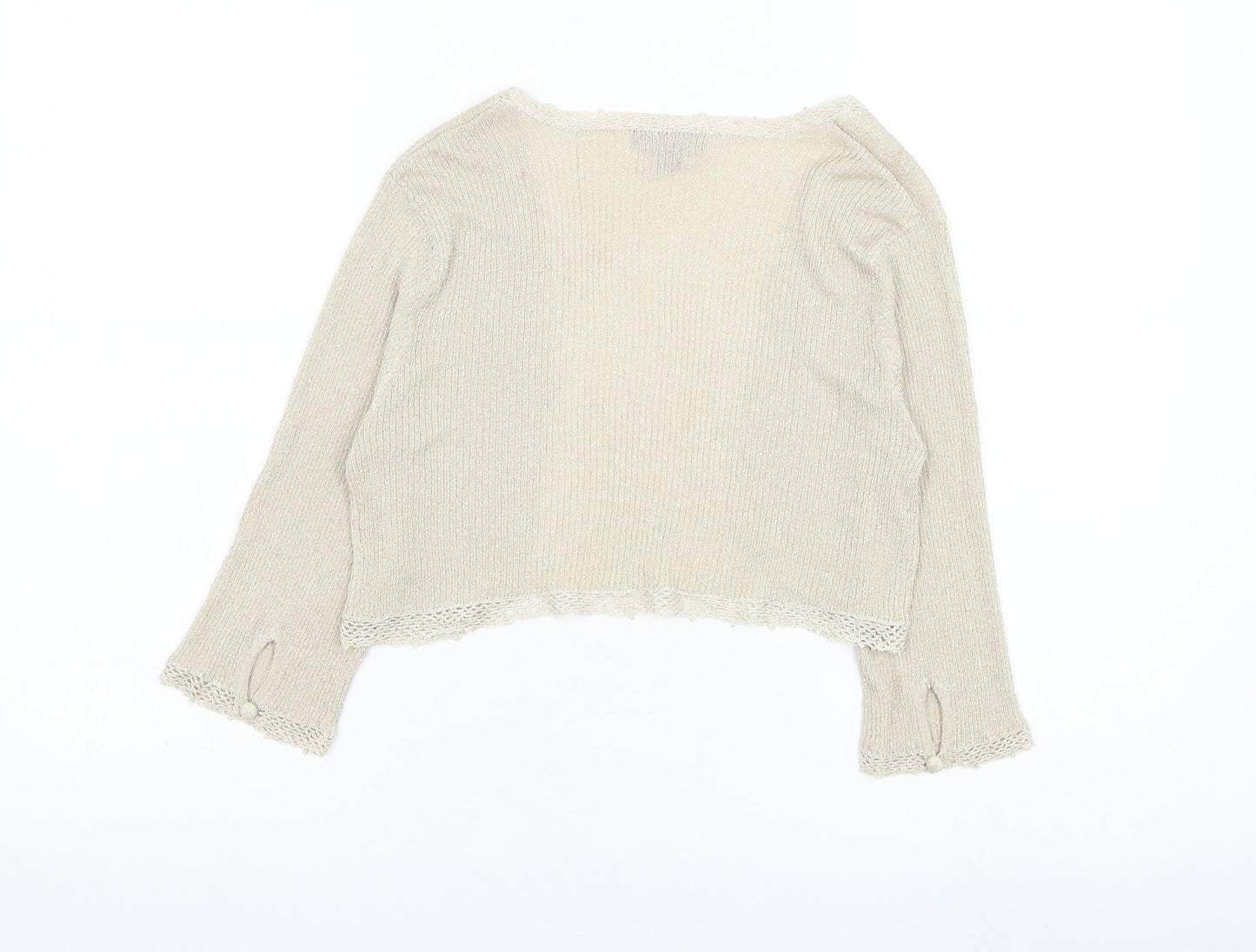 Monsoon Womens Gold Square Neck  Polyester Cardigan Jumper Size 14