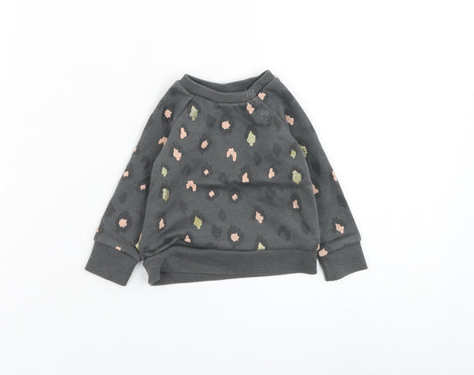 Primark Girls Grey Animal Print Cotton Pullover Jumper Size 3-6 Months  Pullover