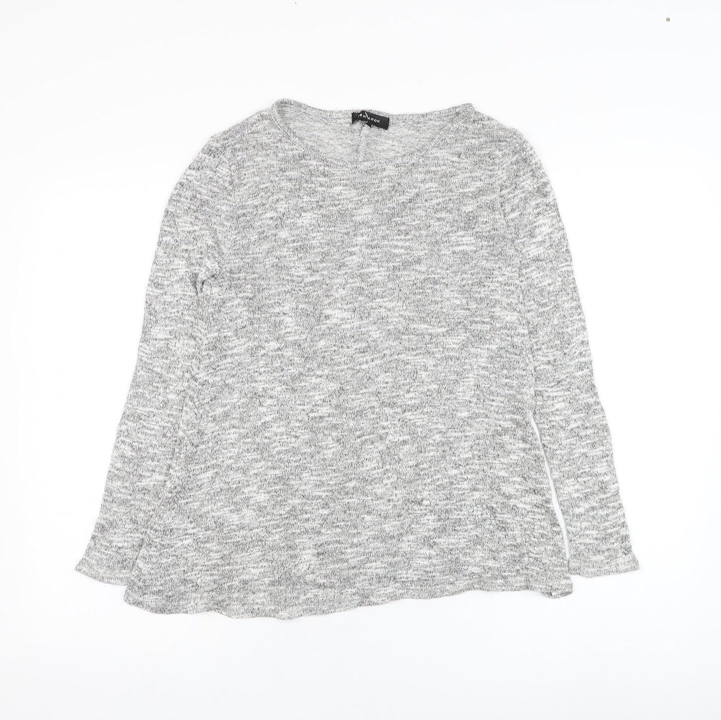 New Look Womens Grey Round Neck  Viscose Pullover Jumper Size 8