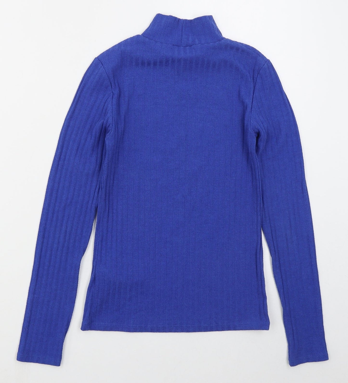 Topshop Womens Blue Mock Neck  Polyester Pullover Jumper Size 8
