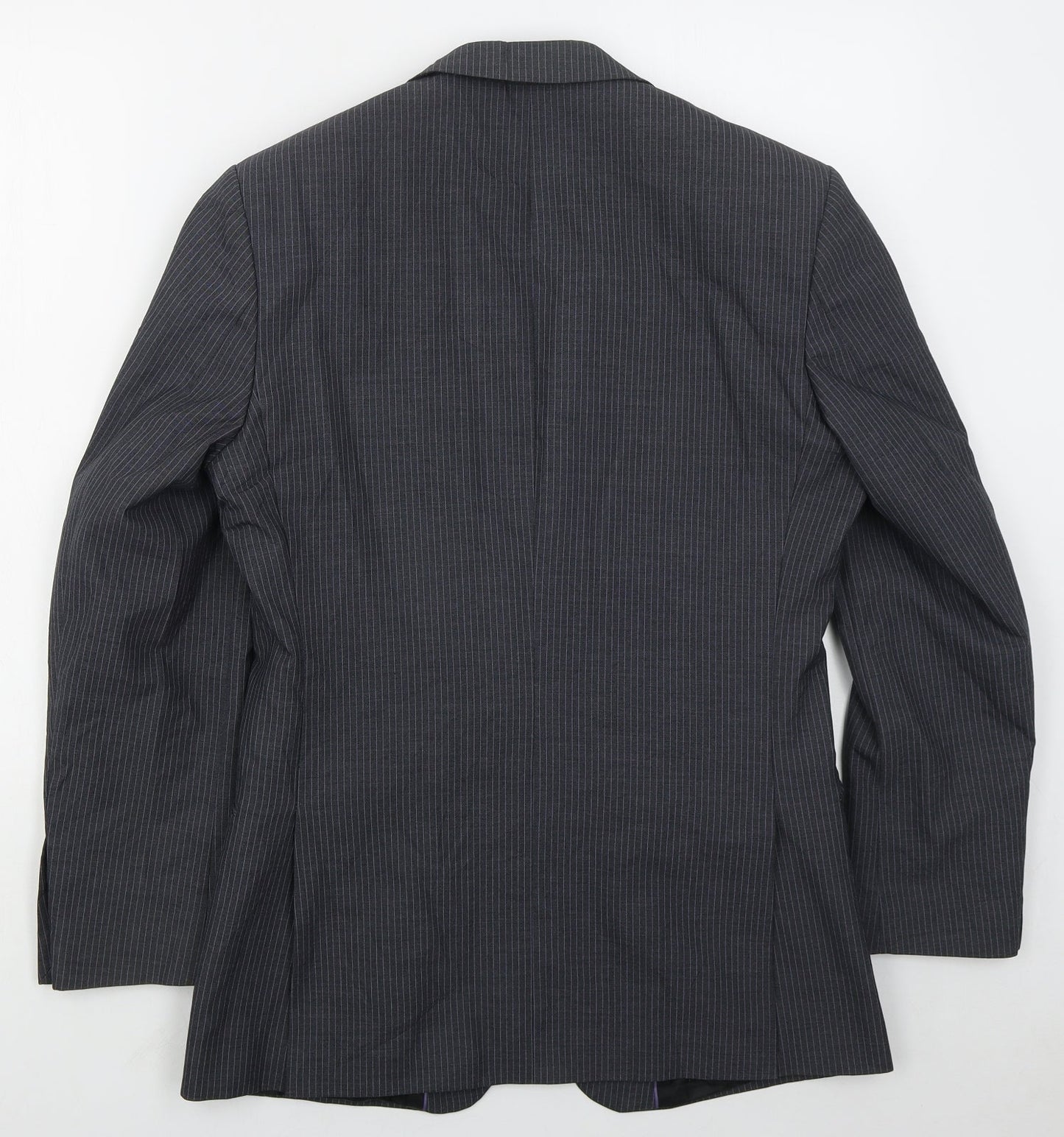 Burton Mens Blue Striped Polyester Jacket Suit Jacket Size 36