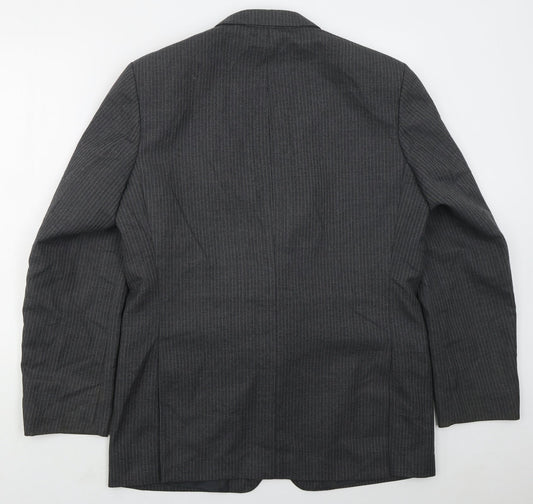C&A Mens Grey Striped Polyester Jacket Suit Jacket Size 42