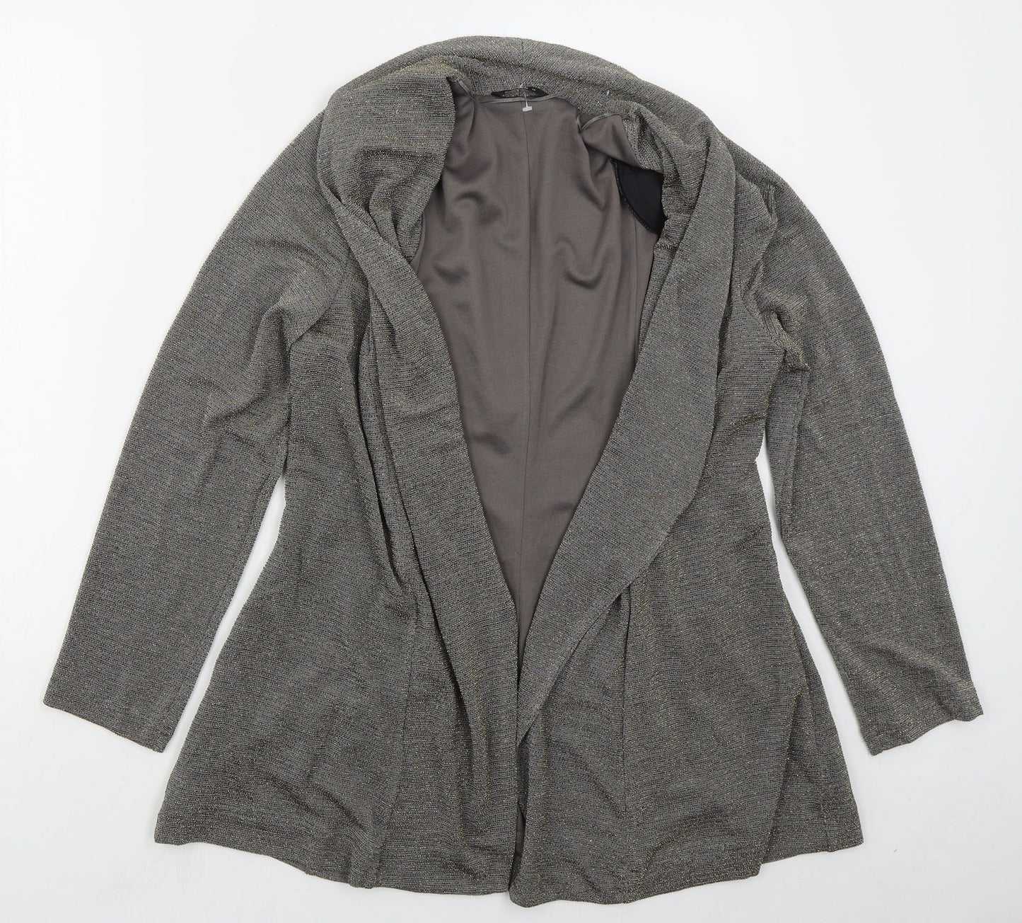 Roman Womens Grey V-Neck  Nylon Cardigan Jumper Size 14
