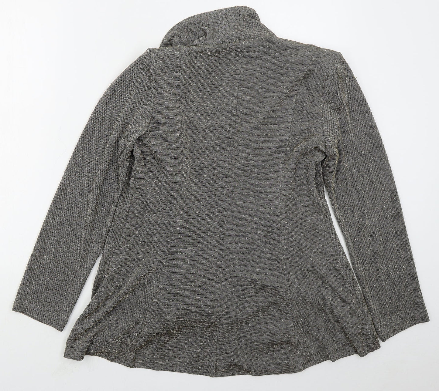 Roman Womens Grey V-Neck  Nylon Cardigan Jumper Size 14