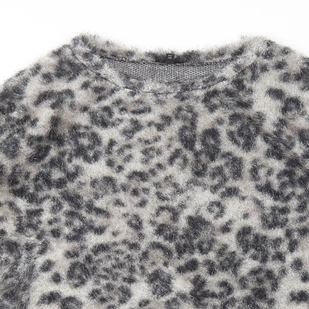River Island Womens Multicoloured Round Neck Animal Print Polyester Pullover Jumper Size 10