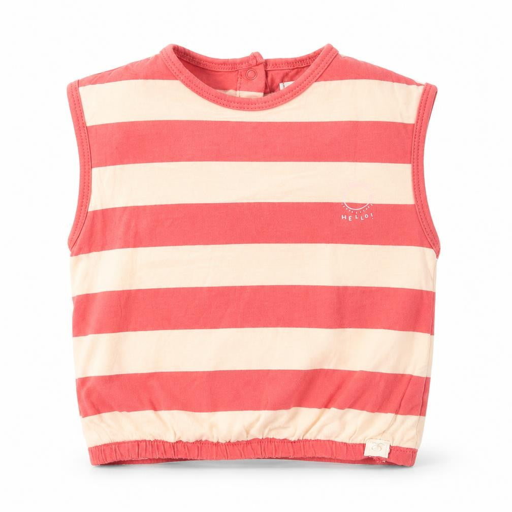 Mango Girls Red Striped 100% Cotton Pullover Tank Size 12-18 Months Boat Neck
