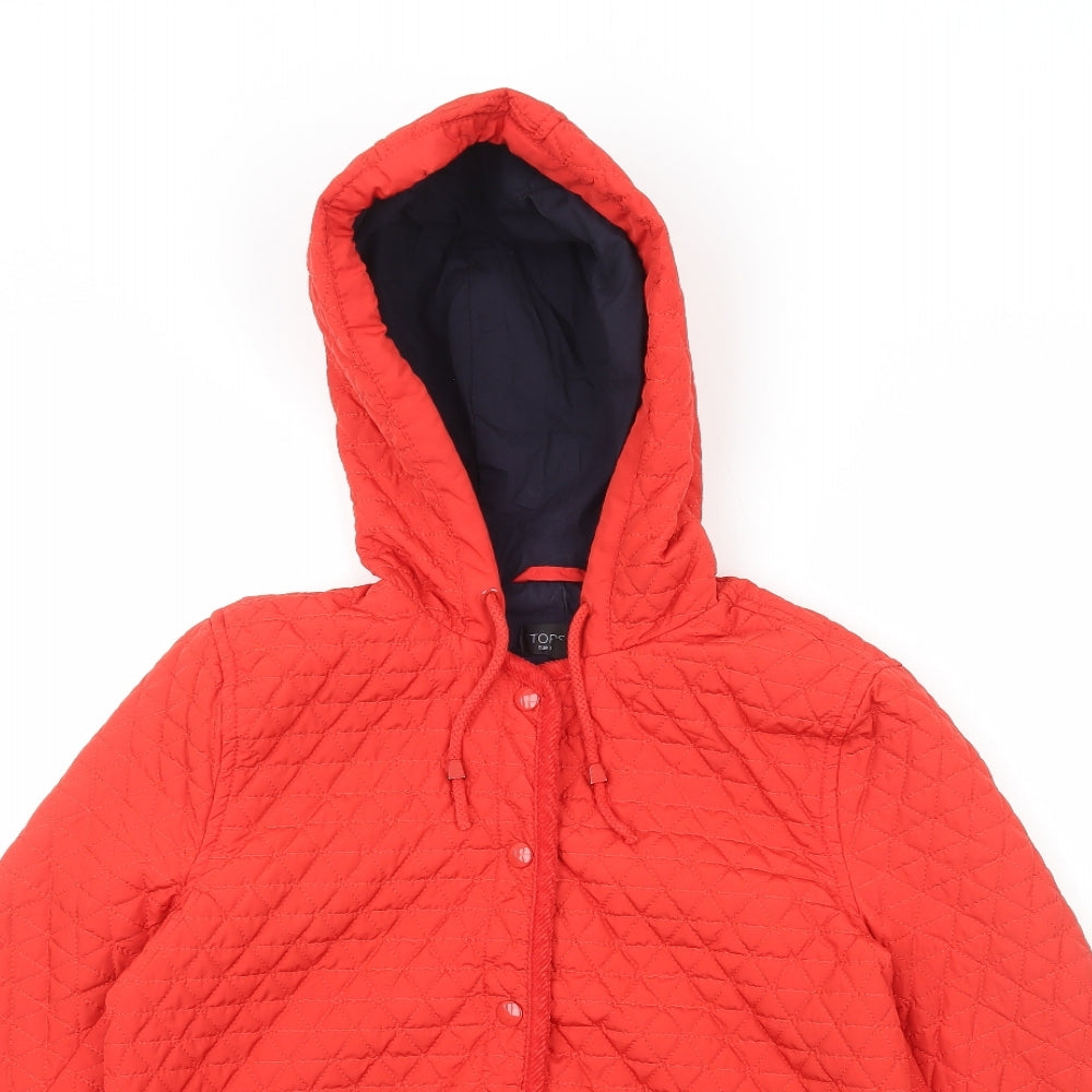Topshop Womens Red   Quilted Coat Size 8  Snap