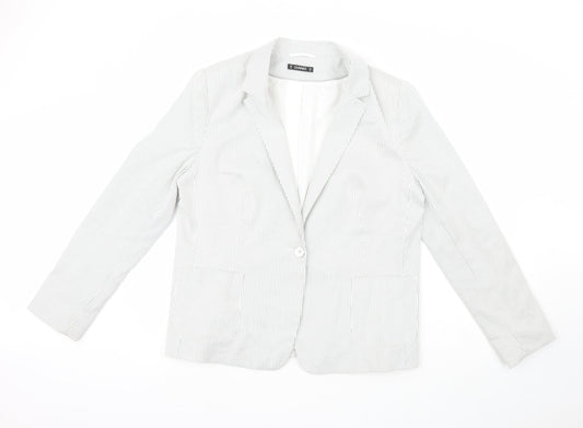 Dunnes Womens Grey Striped  Jacket  Size 18
